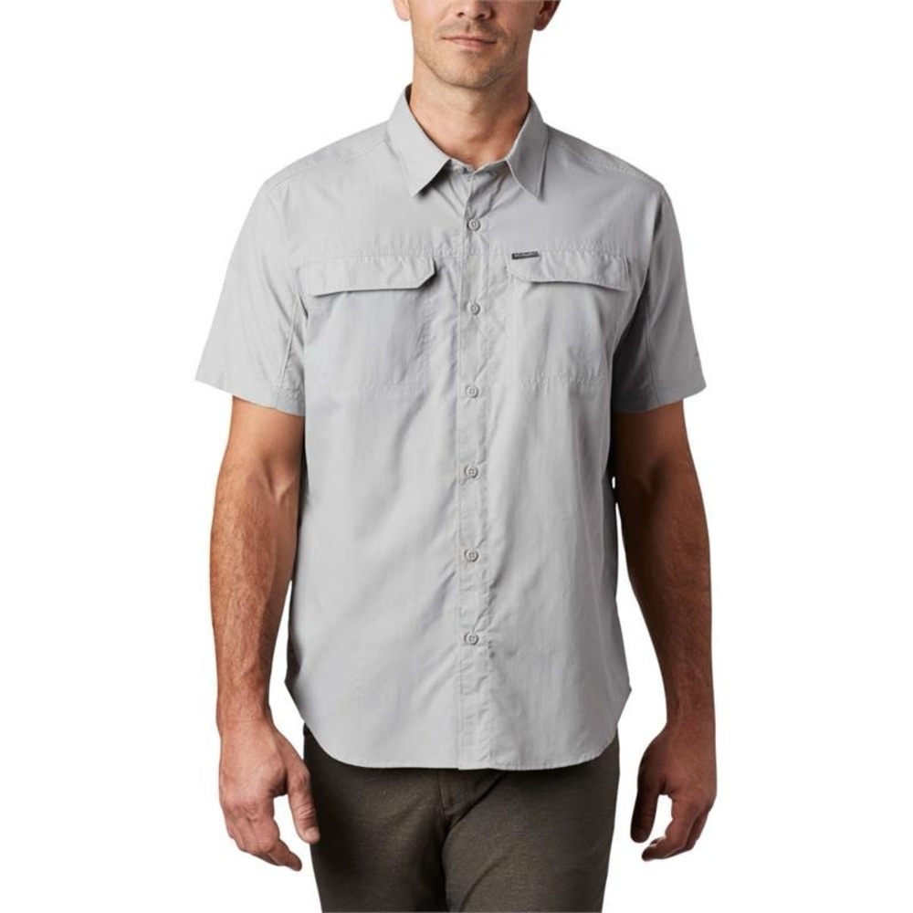 Columbia Mens Silver Ridge 2.0 Short Sleeve Shirt Light Grey Omni-Shade, Size M